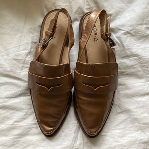 Kelsi Dagger Brooklyn Metallic Tan Slingback Loafers